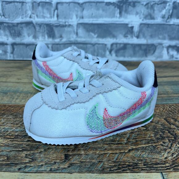 Nike Cortez Be True TD White Multicolor DX6919-100 Toddlers Size 6C New - Picture 1 of 5